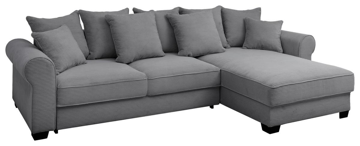 Ecksofa Maureen Dunkelgrau S:318x197cm - Dunkelgrau/Schwarz, KONVENTIONELL, Textil (318/197cm) - MID.YOU