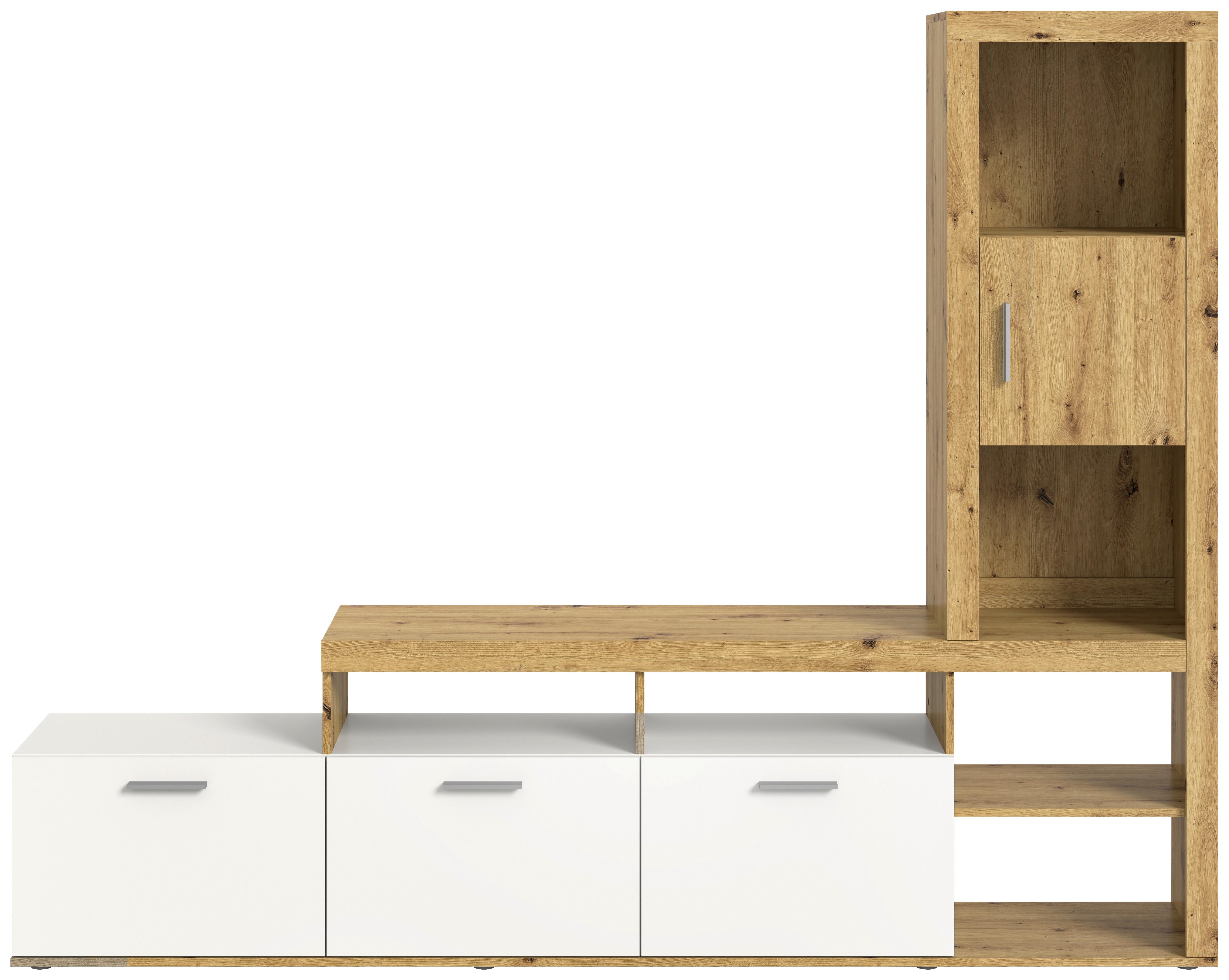 Obývací stěna JACKY - bílá/barvy stříbra, Moderní, kompozitní dřevo/plast (230/184/37cm) - Mömax
