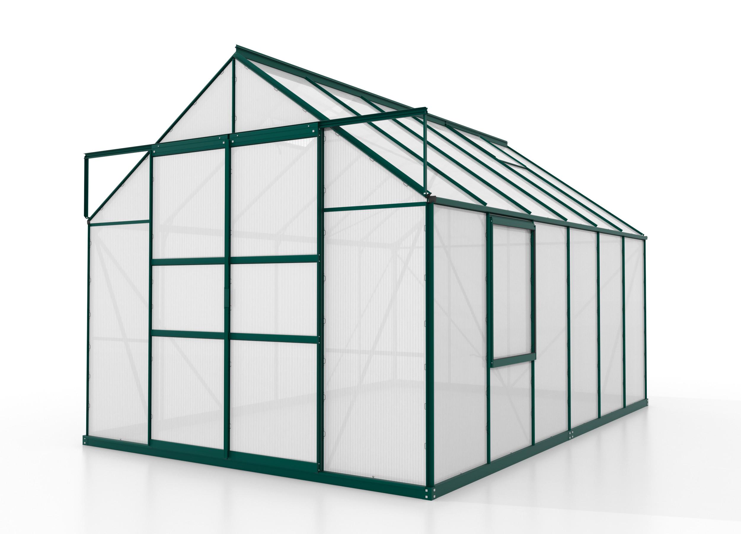 Klassisches Gewächshaus mit Giebeldach und Doppelschiebetür