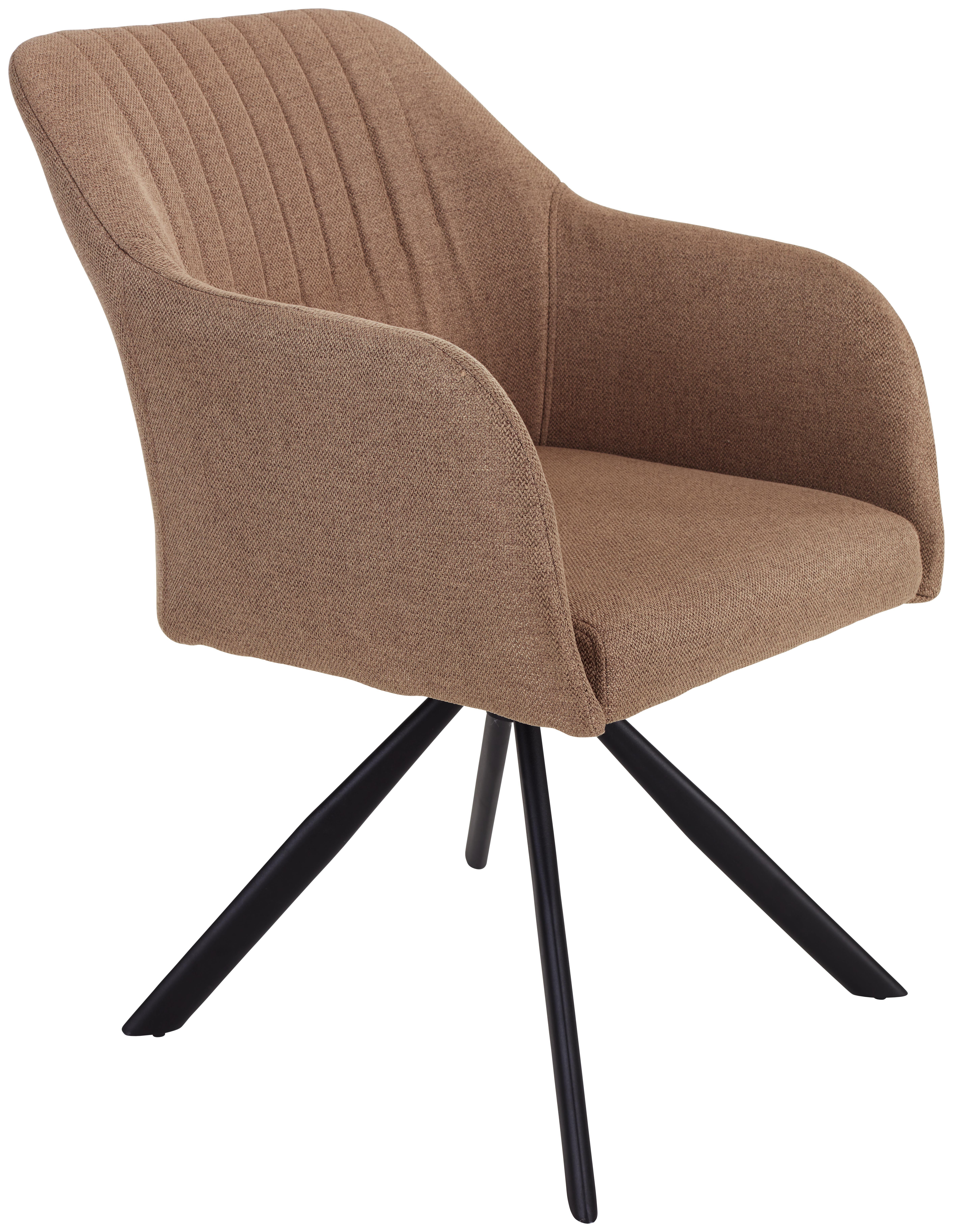 Stuhl Sevilla Hellbraun - Hellbraun/Schwarz, MODERN, Textil/Metall (55,5/82/63cm) - Ombra