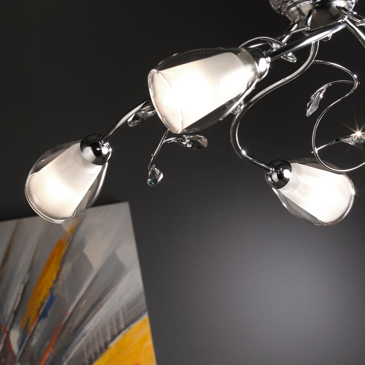Kronleuchter Sharon Chromfarben L: 80 cm - Chromfarben, Basics, Glas/Metall (80/80/110cm)