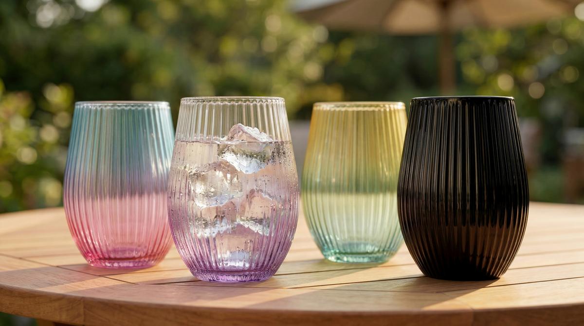 Trinkglas Jessi ca. 610 ml - Gelb/Flieder, MODERN, Glas (9.6/12.5cm) - Luca Bessoni