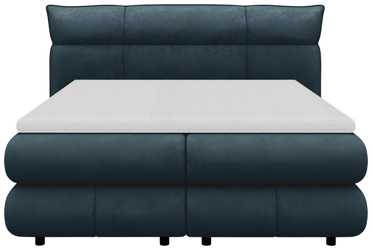 Boxspringbett Carmelo Blaugrün 180x200 cm - Schwarz/Grün, Trend, Textil (180/200cm)