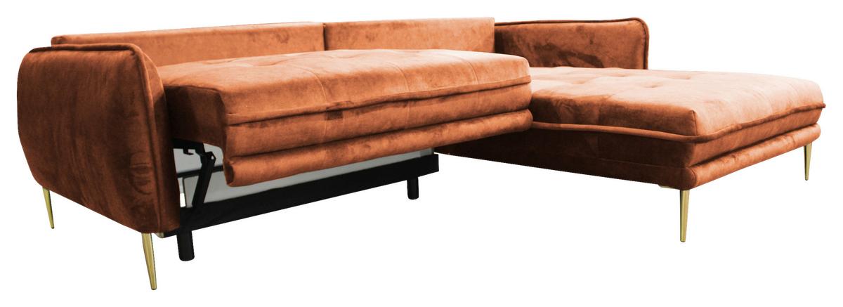 Ecksofa Whisper Rostfarben S:264x196cm - Rostfarben/Goldfarben, Design, Textil (264/196cm) - MID.YOU