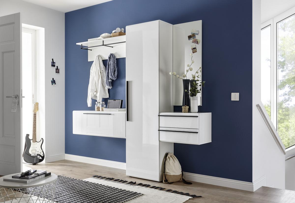 ŠATNA SARA - bílá, Moderní, kompozitní dřevo/sklo (208/197/35cm)