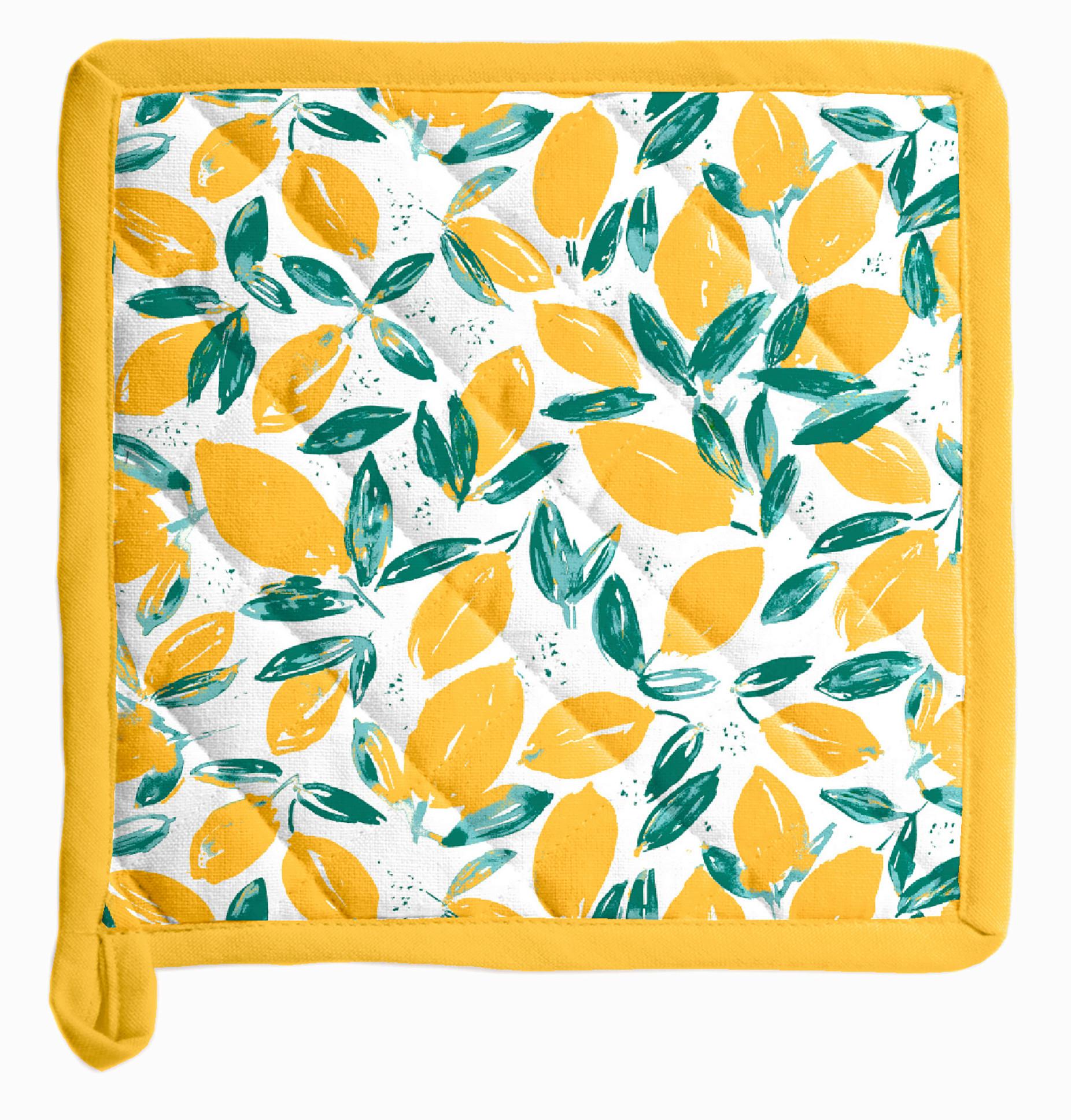 Chňapka žlutá/zelená/bílá - bílá/zelená, textil (20/20cm)