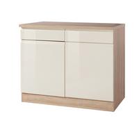 Küchenunterschrank Cardiff 100 cm Creme/Eiche 2-Türig - Creme/Sonoma Eiche, Basics, Holzwerkstoff (100/85/60cm) - Held