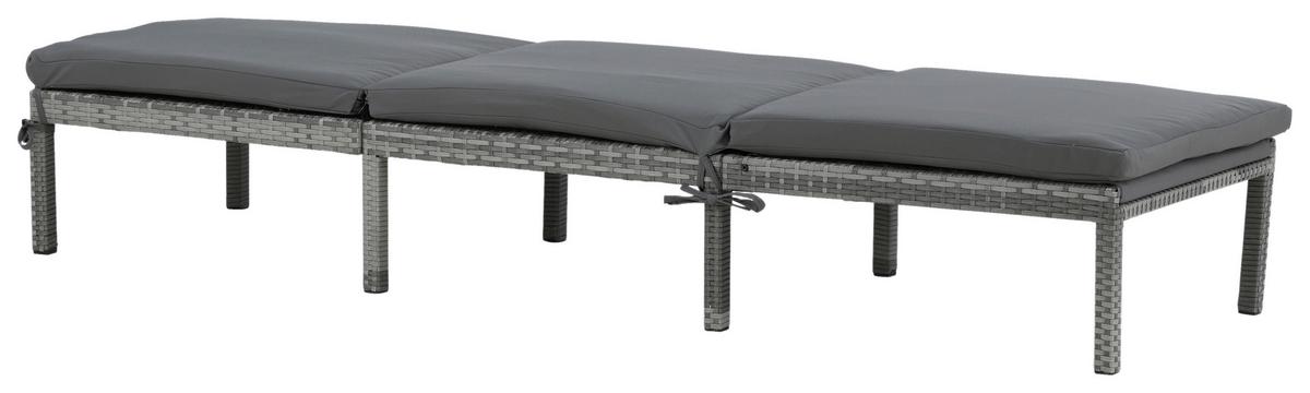 Sonnenliege Bilbao Kunststoffgeflecht - Grau, KONVENTIONELL, Kunststoff/Textil (59/84/198cm) - Gardenson