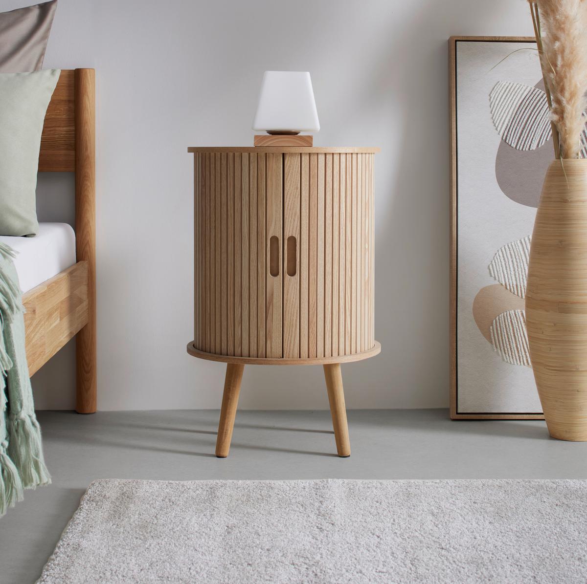 Nočný stolík SKANDY - prírodná farba, Modern, drevo/kompozitné drevo (40/65cm) - Premium Living