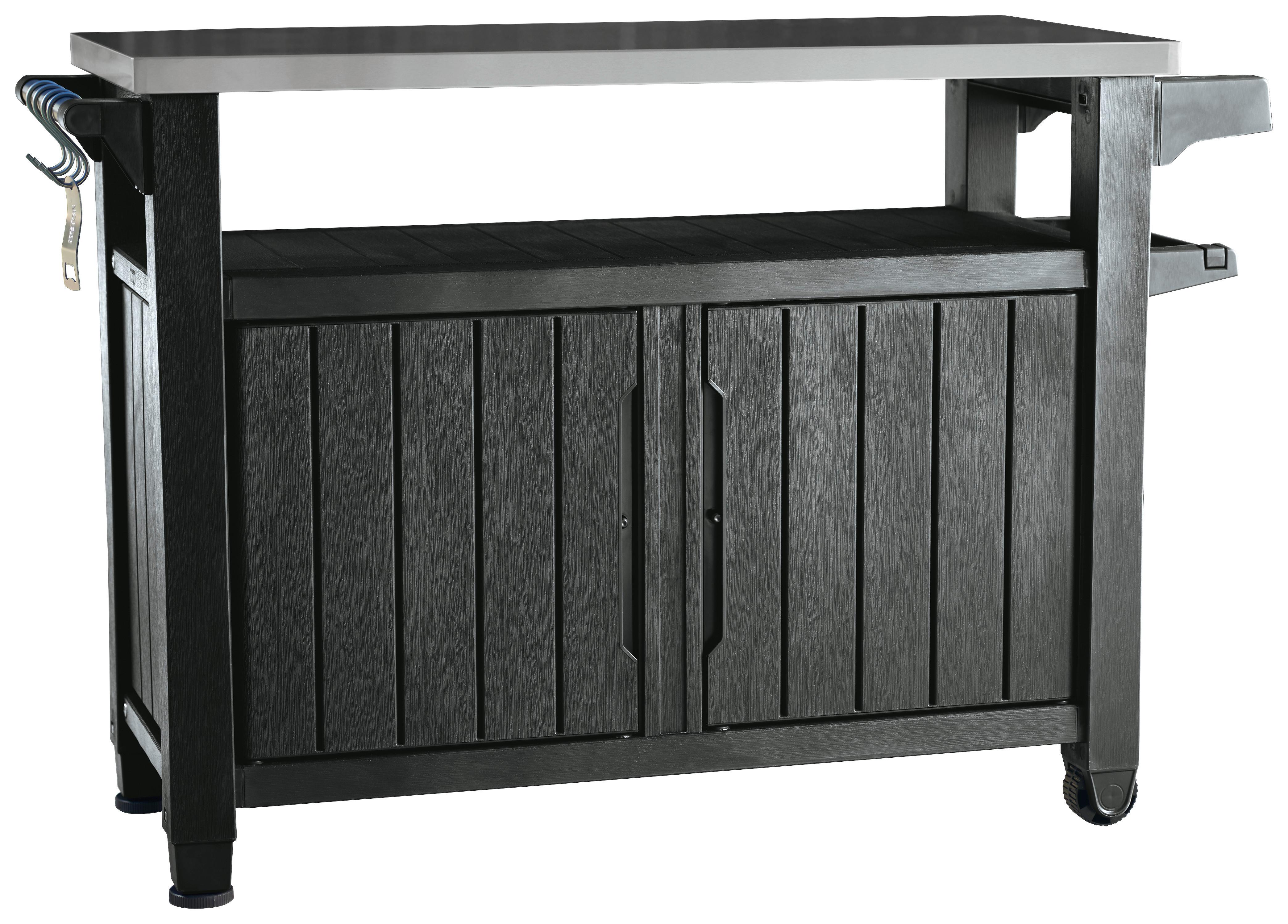 ZÁHRADNÝ PRÍRUČNÝ STOLÍK UNITY XL - grafitová, Modern, plast (134/52/90cm)