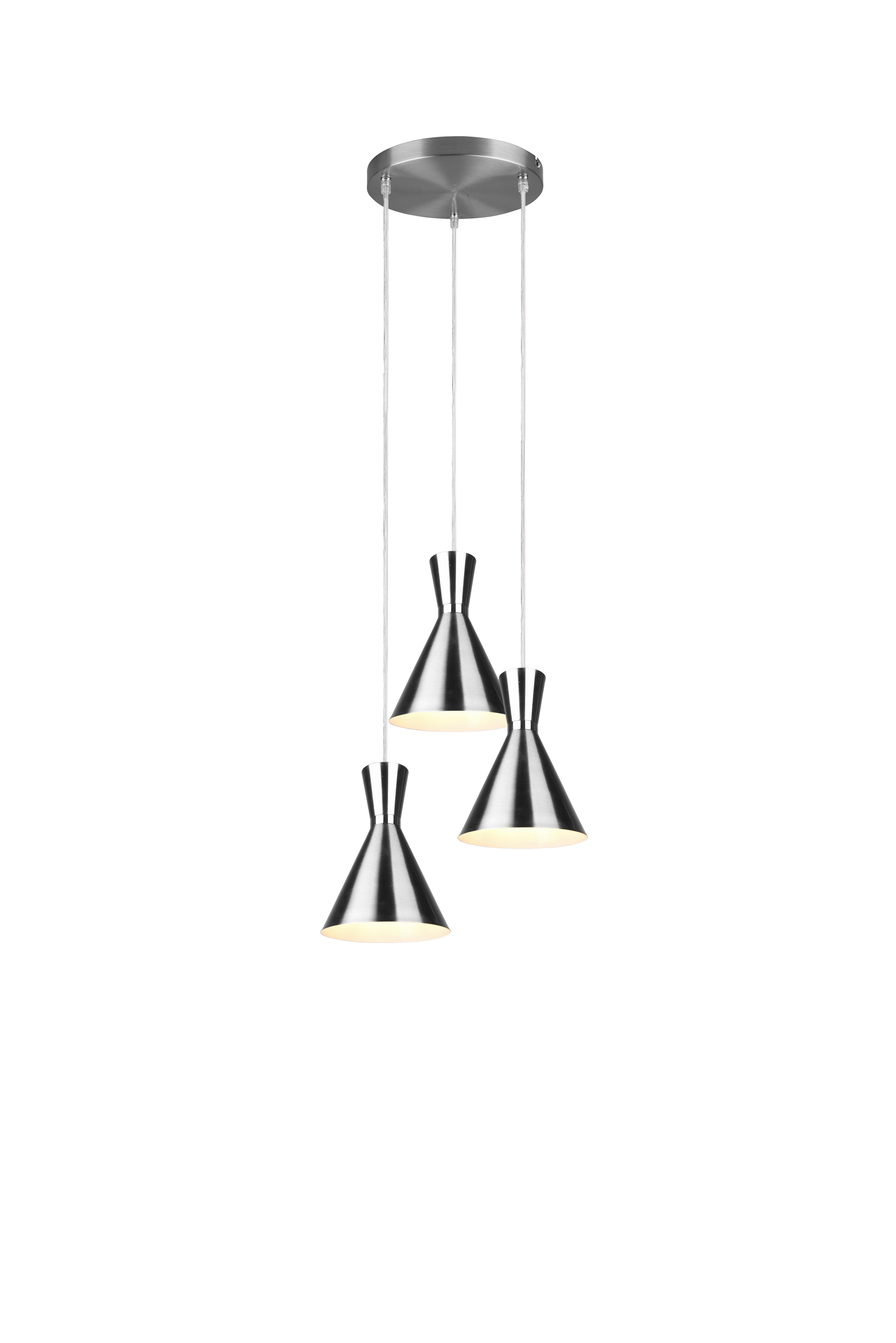 Hängeleuchte Enzo H: 150 cm 3-Flammig - Chromfarben/Nickelfarben, Basics, Metall (41/150cm)