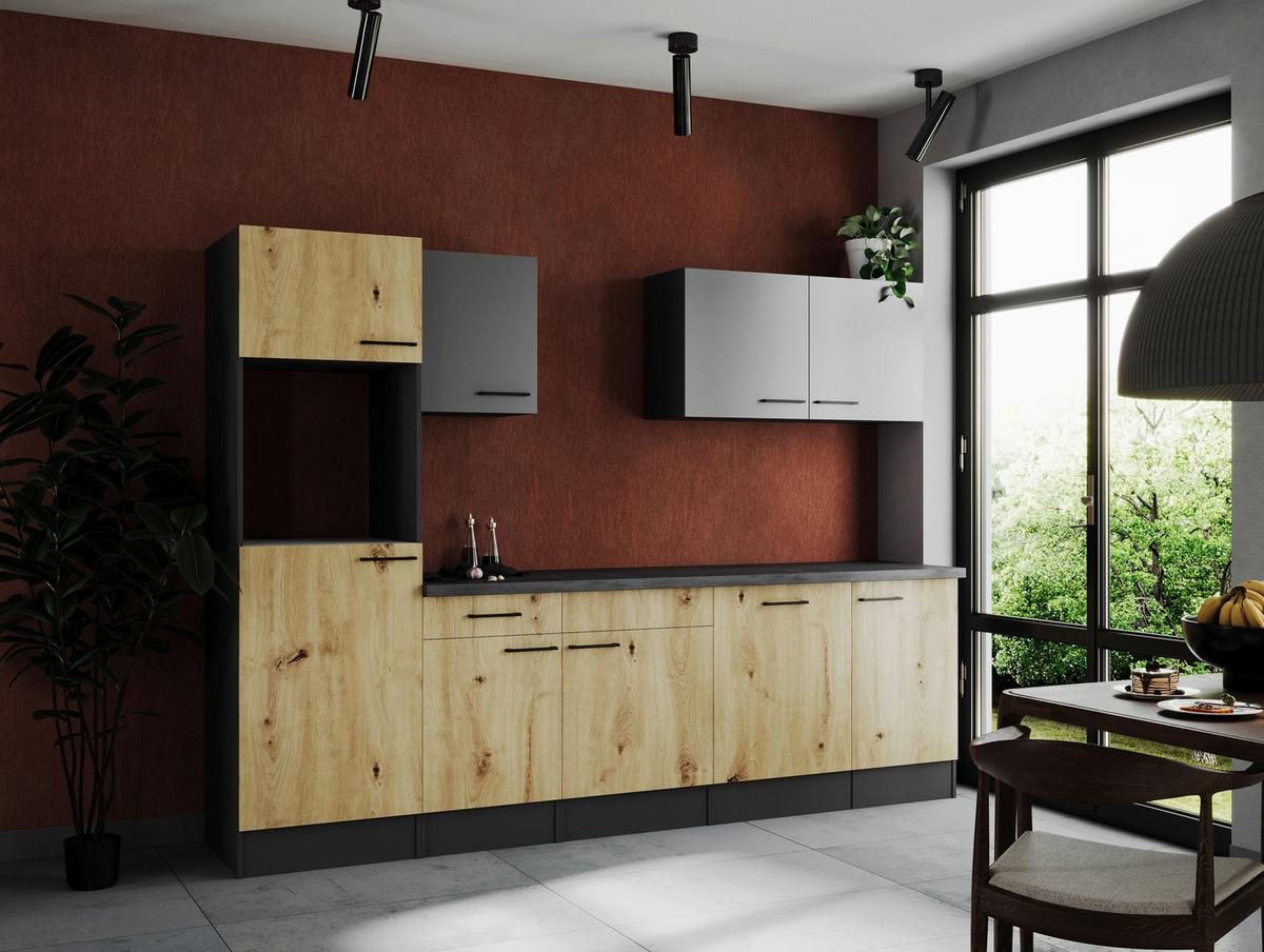 Küchenleerblock Oliver Grau, Artisan Dekor B: 280 Cm - Eiche Artisan/Grau, Design, Holzwerkstoff (280cm) - Respekta