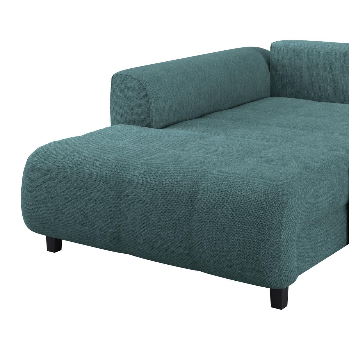 Ecksofa Mendoza - Petrol/Schwarz, Design, Textil (197/309cm) - Ondega