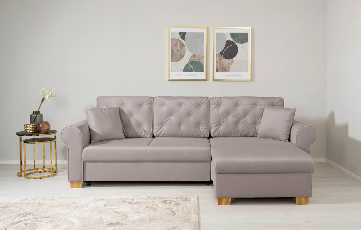 Ecksofa Arles, Taupe 1 S: 266x161 Cm - Taupe/Buchefarben, Design, Textil (266/161cm) - MID.YOU