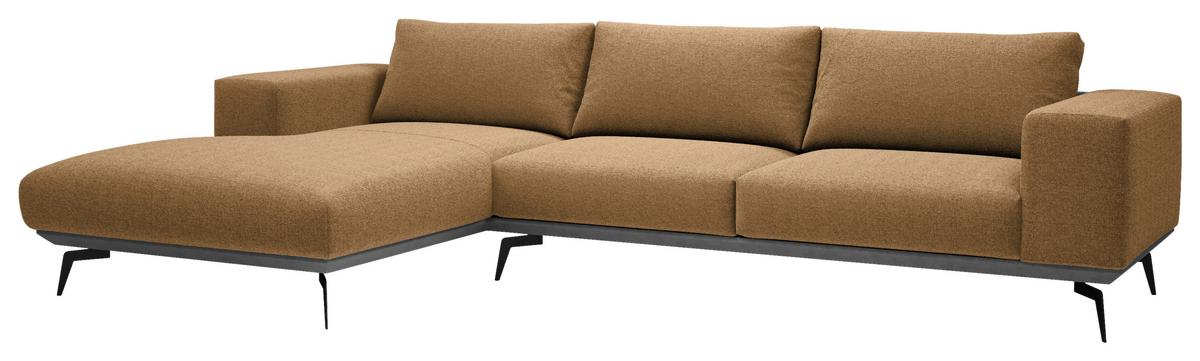 Sedací souprava ALBERO, levá, rezavá - černá/rezavá, Design, kov/dřevo (180/330cm) - MID.YOU
