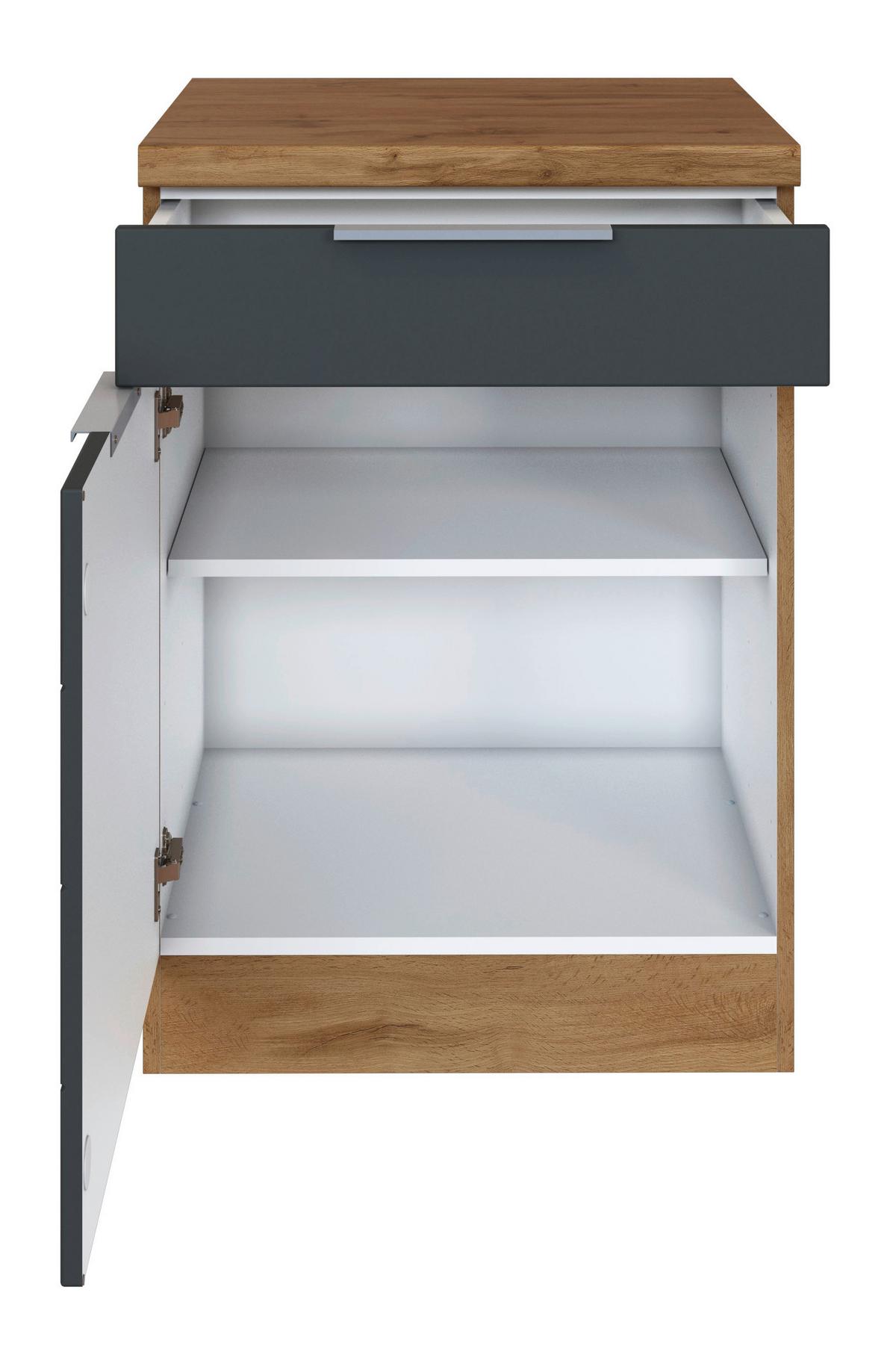 Küchenunterschrank Florenz 60 Cm Grau/eiche Dekor - Eiche Wotan/Grau, Design, Holzwerkstoff (60/86/60cm) - Held