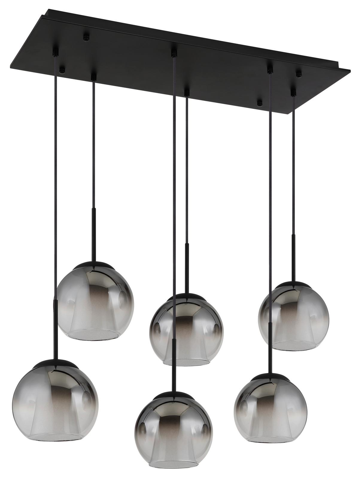 HÄNGELEUCHTE Exkl. 6xE27 40W - Klar/Schwarz, Basics, Glas/Textil (90/38/120cm) - Globo