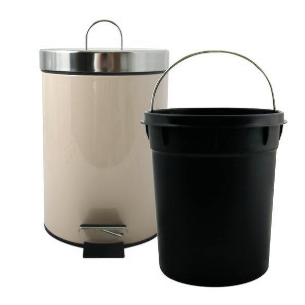 Treteimer Unis 3l Beige Metall DxH: 17x25 cm - Beige/Schwarz, Basics, Kunststoff/Metall (17/25cm) - Spirella