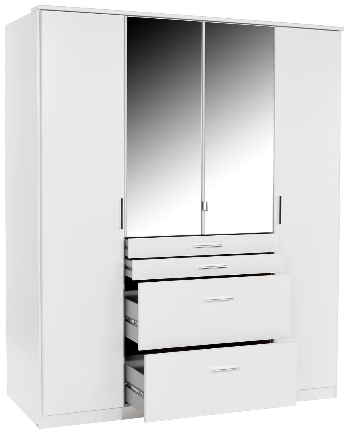 Kleiderschrank Mit Spiegel 180cm Aachen, Alpinweiß - Weiß, KONVENTIONELL, Holzwerkstoff (180/198/58cm)