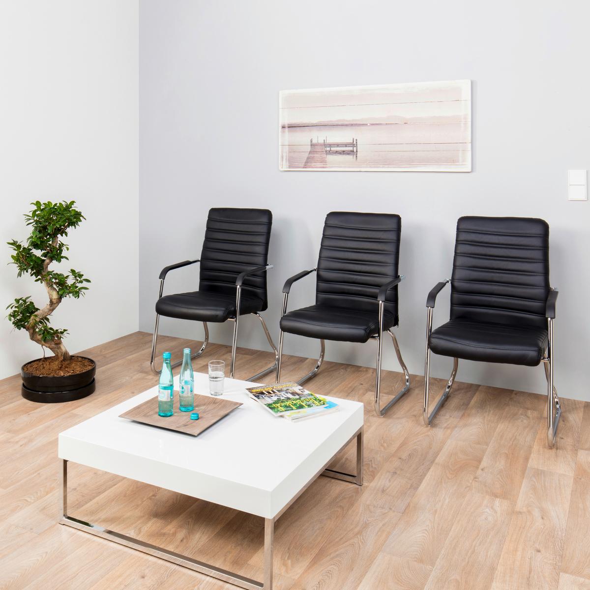 Besucherstuhl Steel V Schwarz - Chromfarben/Schwarz, MODERN, Kunststoff/Textil (55/96/46cm) - MID.YOU