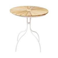Gartentisch Ellen Teakholz /Metall ⌀ 80 cm - Weiß Hochglanz/Teakfarben, KONVENTIONELL, Holz/Metall (80/80/74cm) - Gardenson