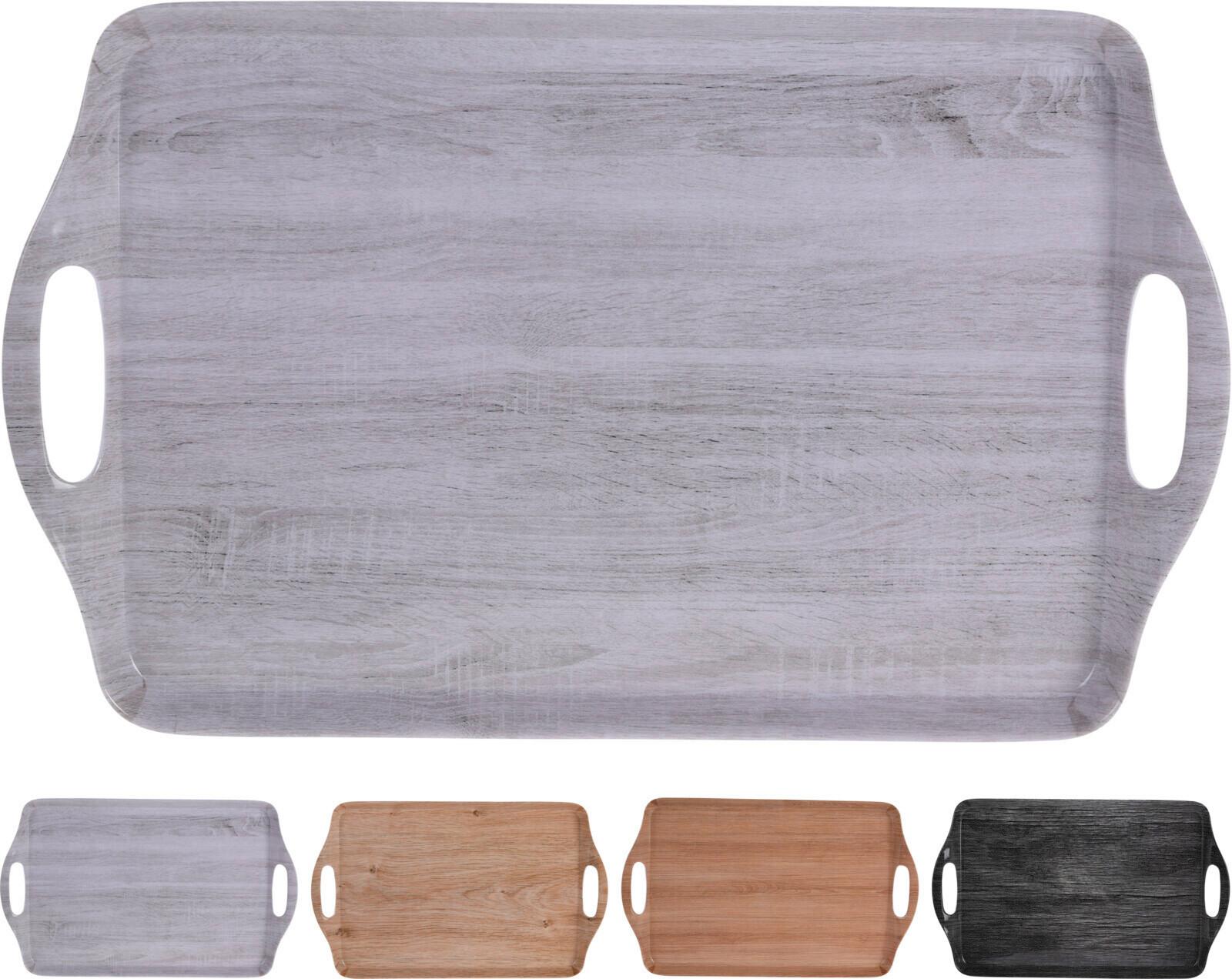 Serviertablett Lina - Anthrazit/Braun, Basics, Kunststoff (45/30,5/2,5cm)