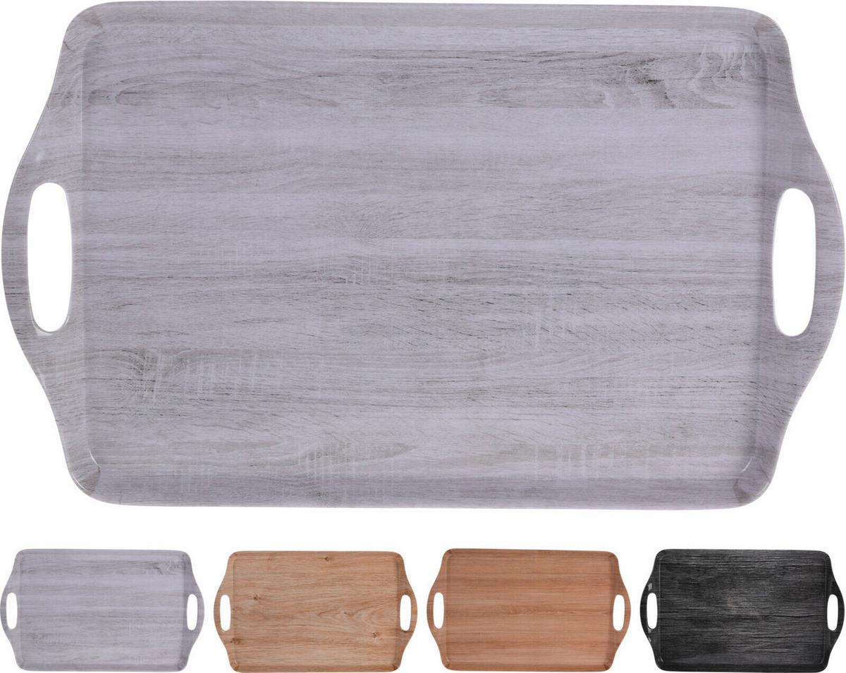 Serviertablett Lina - Anthrazit/Braun, Basics, Kunststoff (45/30,5/2,5cm)