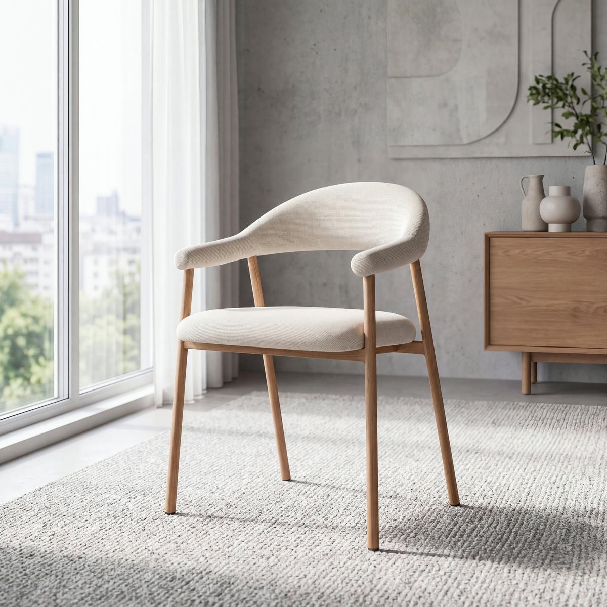 Stuhl Nordi Creme/Hellbraun B: 56cm - Hellbraun/Creme, MODERN, Textil/Metall (56/79,5/54cm)
