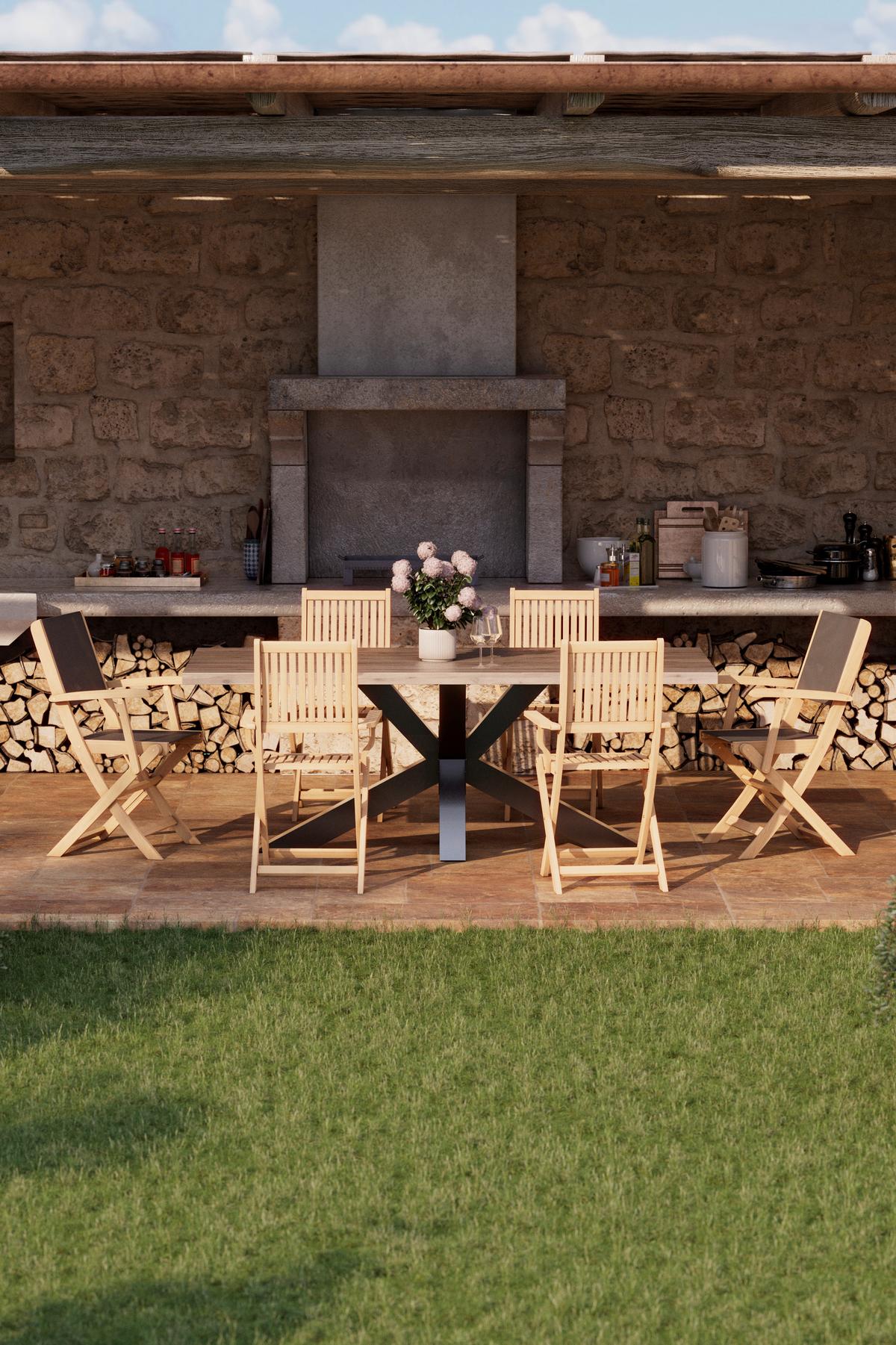 Gartenstuhl Klappbar Göteborg Akazie - Dunkelgrau/Teakfarben, MODERN, Holz/Kunststoff (49/91/57cm) - Beldano