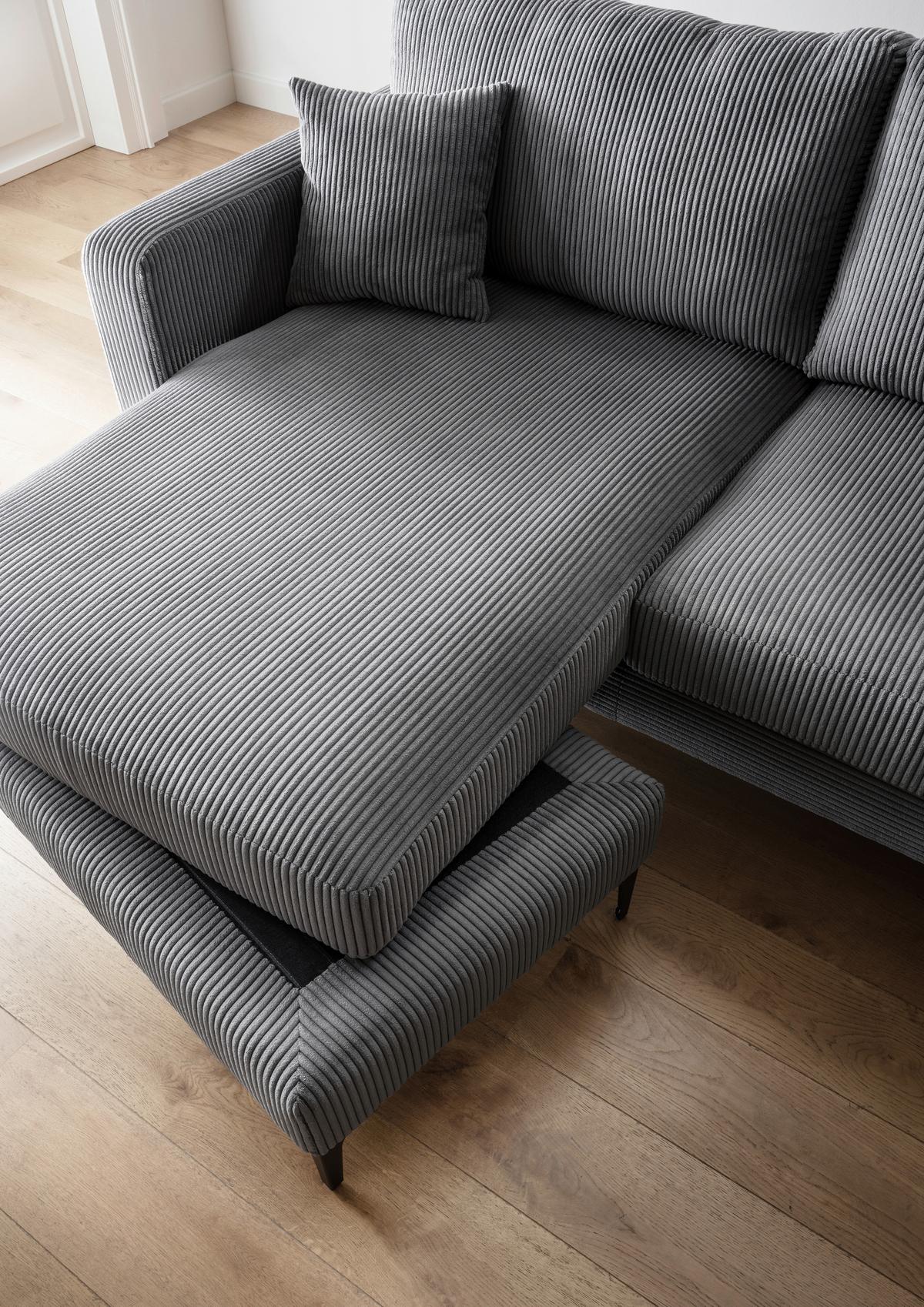 Ecksofa Eliza Grau S: 204x153 cm - Schwarz/Grau, Basics, Textil (204/153cm) - Livetastic