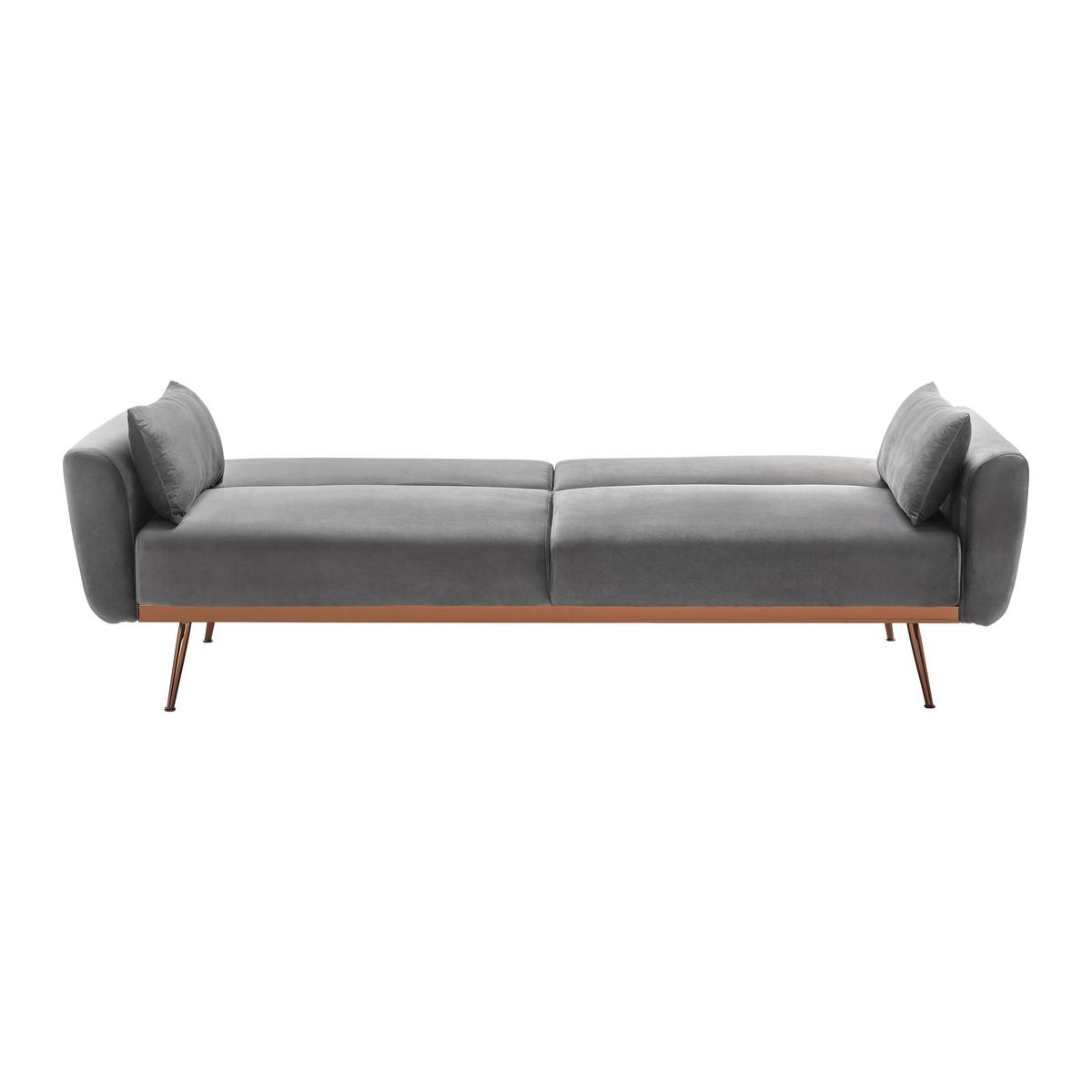 Rozkladacia pohovka s vankúšmi GUILIA, sivá - medená/sivá, Modern, kov/drevo (211/85/83cm) - Modern Living