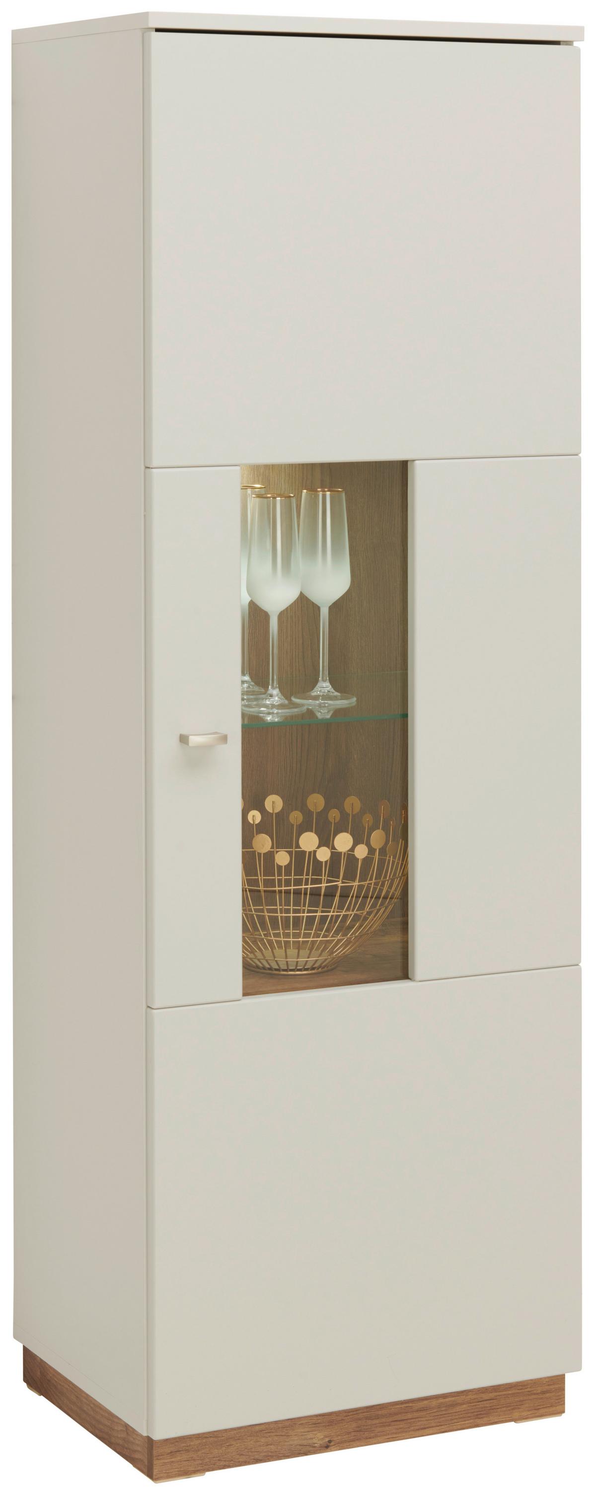 Vitrine Arian B: 50,1 cm Hellgrau/Eiche Ribbeck Dekor - Eichefarben/Hellgrau, MODERN, Glas/Holzwerkstoff (50,1/148,6/37,2cm)