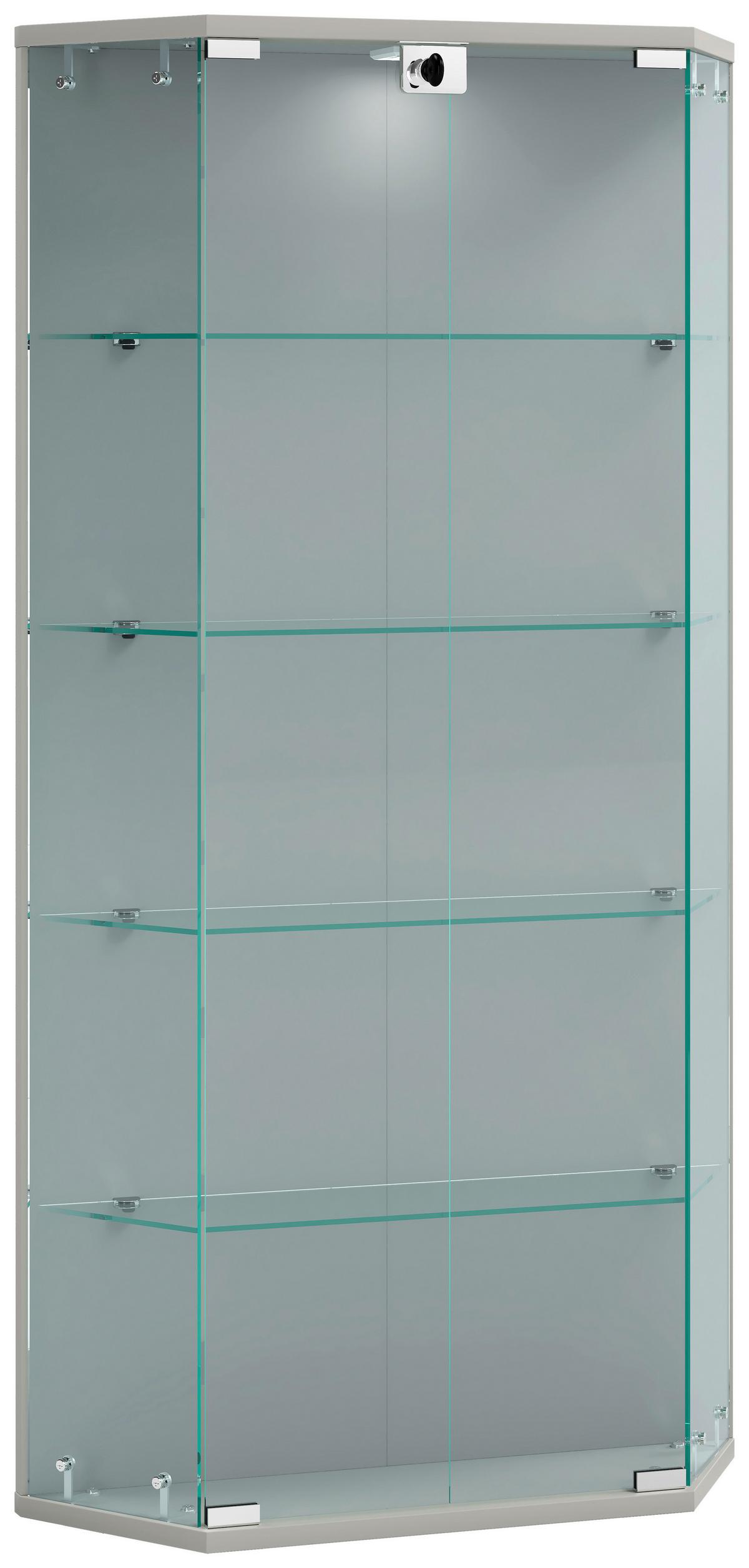 Vitrine Benila Silberfarben B: 83 Cm - Transparent/Silberfarben, Design, Glas/Holzwerkstoff (83/114/17cm) - MID.YOU