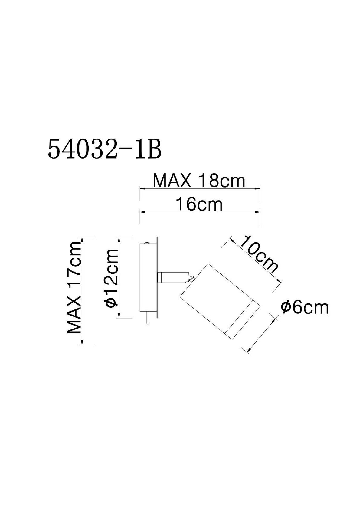 Strahler 54032-1b 1-Flammig L:12 cm - Schwarz, Basics, Holz/Metall (12/18/17cm) - Globo