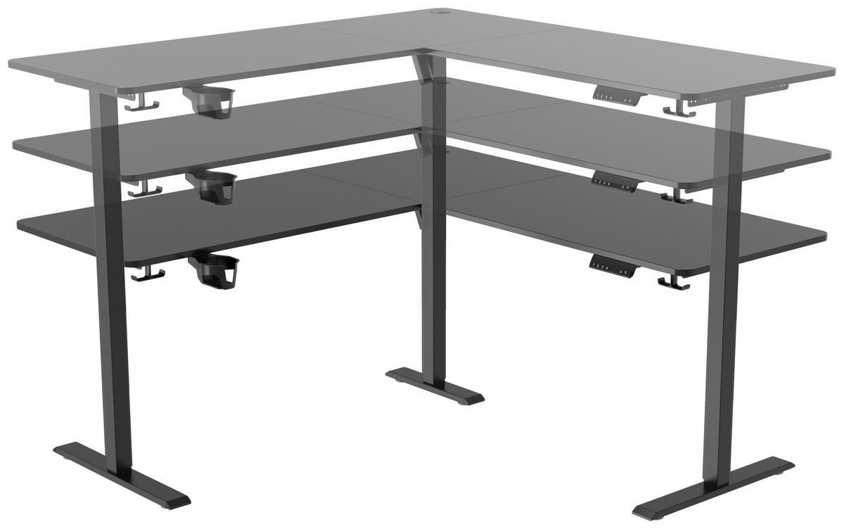 Eckschreibtisch Nimi Schwarz L: 160cm - Schwarz, MODERN, Holzwerkstoff/Kunststoff (160/160/72-117cm) - Livetastic