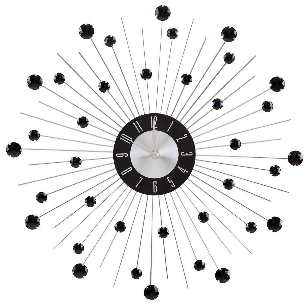 Wanduhr Diamond Silber Mit Steinen, D: 43 Cm