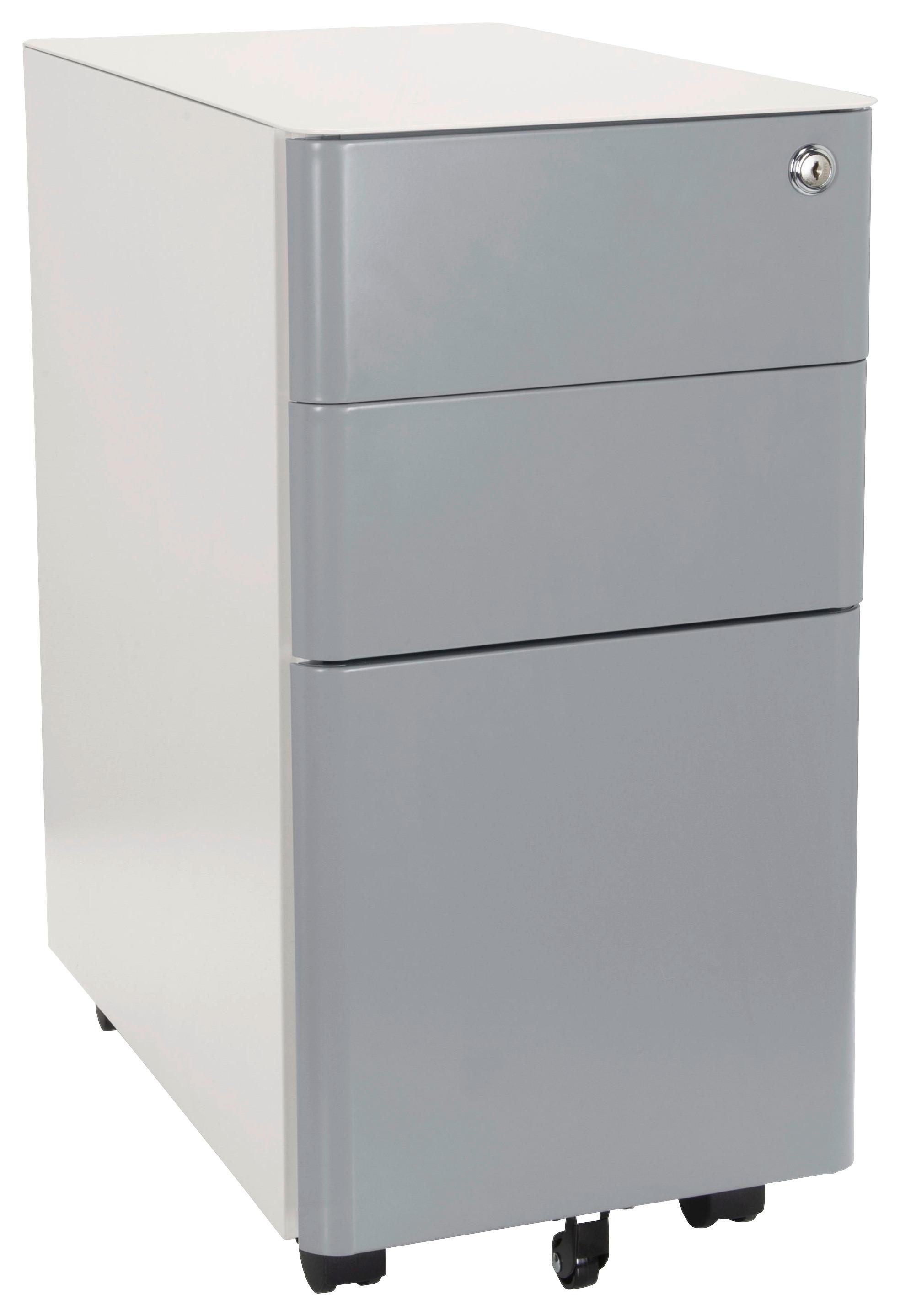 Rollcontainer Metall Grau/weiß Color I 30x59x50 Cm