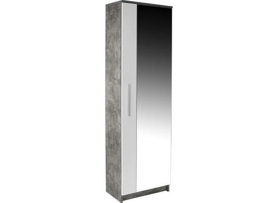 Előszobaszekrény Tina - Világosszürke/Fehér, modern, Faalapú anyag/Üveg (60/198/32cm) Előszobaszekrény Tina - Világosszürke/Fehér, modern, Faalapú anyag/Üveg (60/198/32cm)