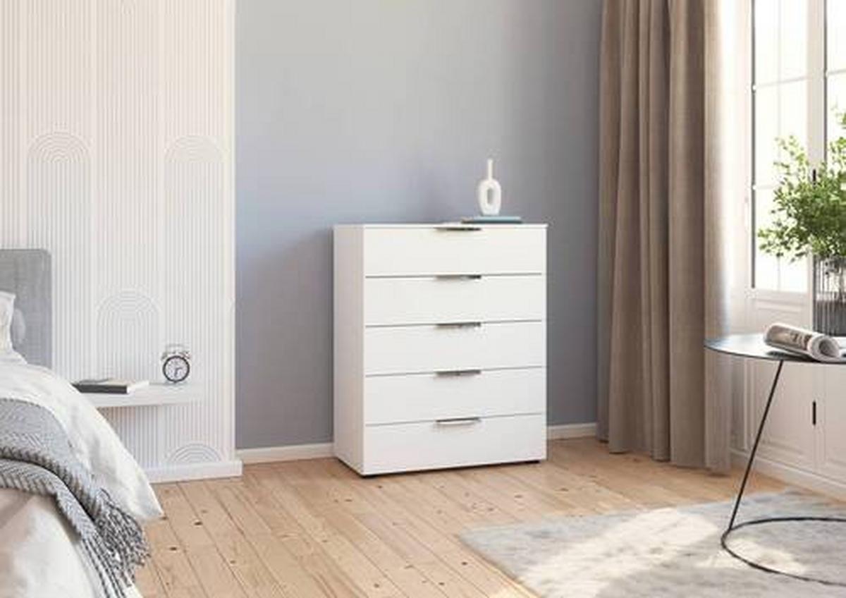 Kommode 80 cm Flipp Weiß/Chromfarben - Chromfarben/Schwarz, MODERN, Holzwerkstoff (80/100/42cm) - Rauch Möbel