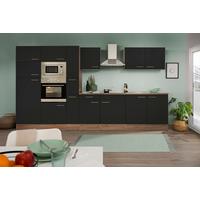 Küchenzeile ohne Geräte B: 360 cm Schwarz/Eiche Dekor - Eichefarben/Schwarz, Basics, Holzwerkstoff (360cm) - Respekta