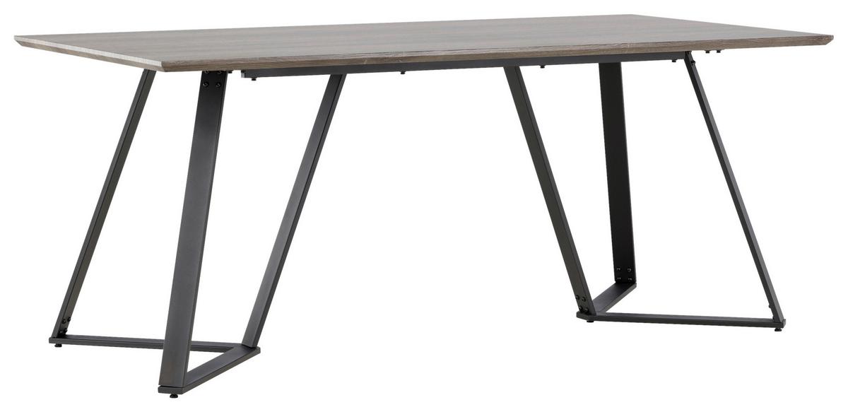 Esstisch Marina - Schwarz/Grau, Design, Holzwerkstoff/Metall (180/90/75cm) - Livetastic