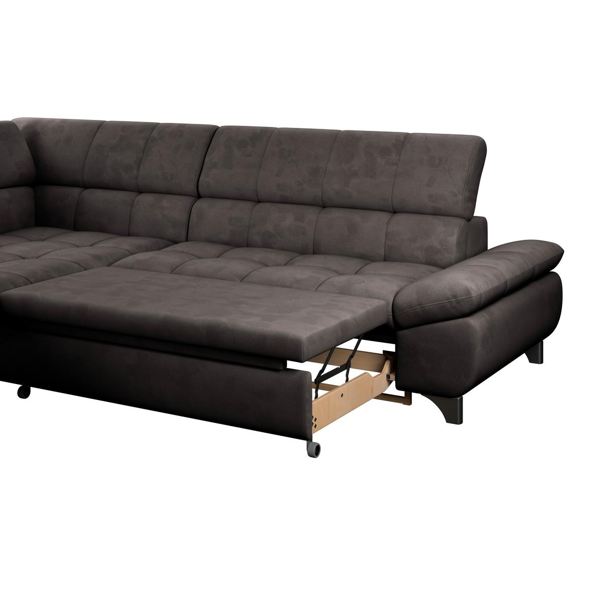 Ecksofa Gemini Dunkelbraun, B: 234cm - Chromfarben/Graubraun, KONVENTIONELL, Textil (234/312cm)