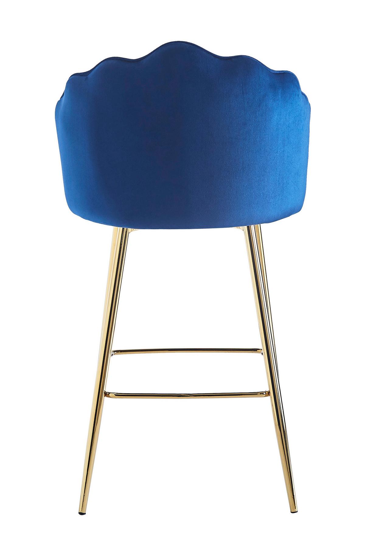 Barhocker-Set Dunkelblau B: 52 cm - Goldfarben/Dunkelblau, MODERN, Textil/Metall (52/100/54cm) - Livetastic