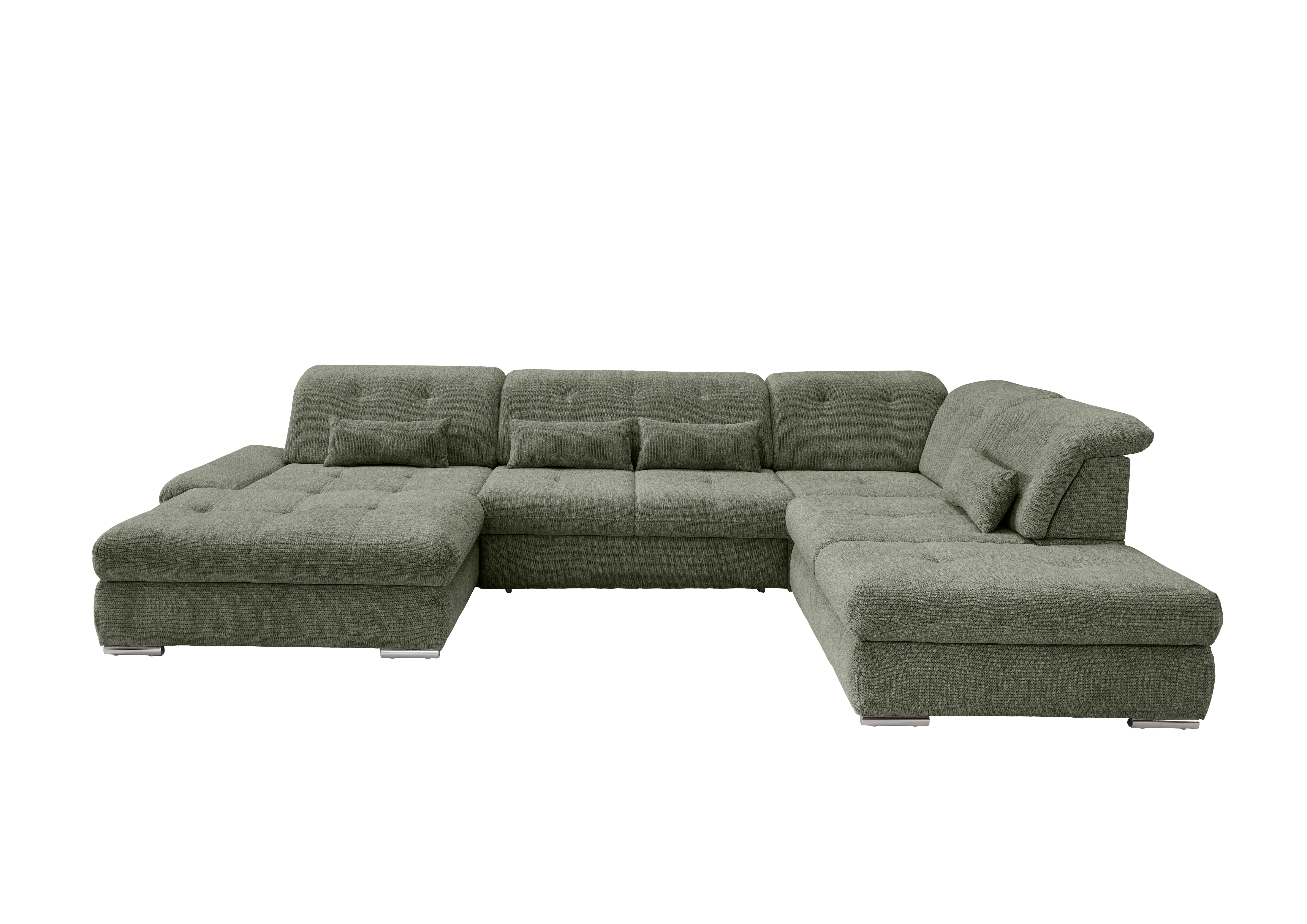 Wohnlandschaft Dalida Dunkelgrün U: 195x376x254 Cm - Chromfarben/Dunkelgrün, Design, Textil (195/376/254cm) - Livetastic