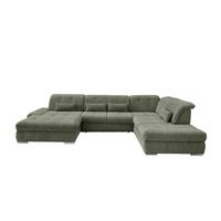 Wohnlandschaft Dalida Dunkelgrün U: 195x376x254 Cm - Chromfarben/Dunkelgrün, Design, Textil (195/376/254cm) - Livetastic