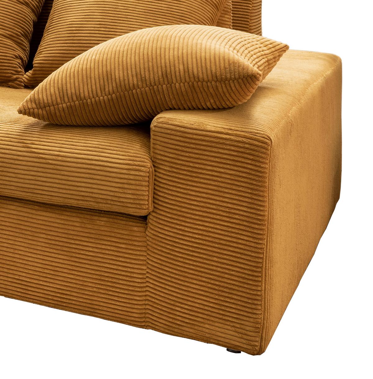 Ecksofa Avellino Goldfarben S: 200/278 cm - Goldfarben/Schwarz, MODERN, Textil (200/278cm) - Livetastic