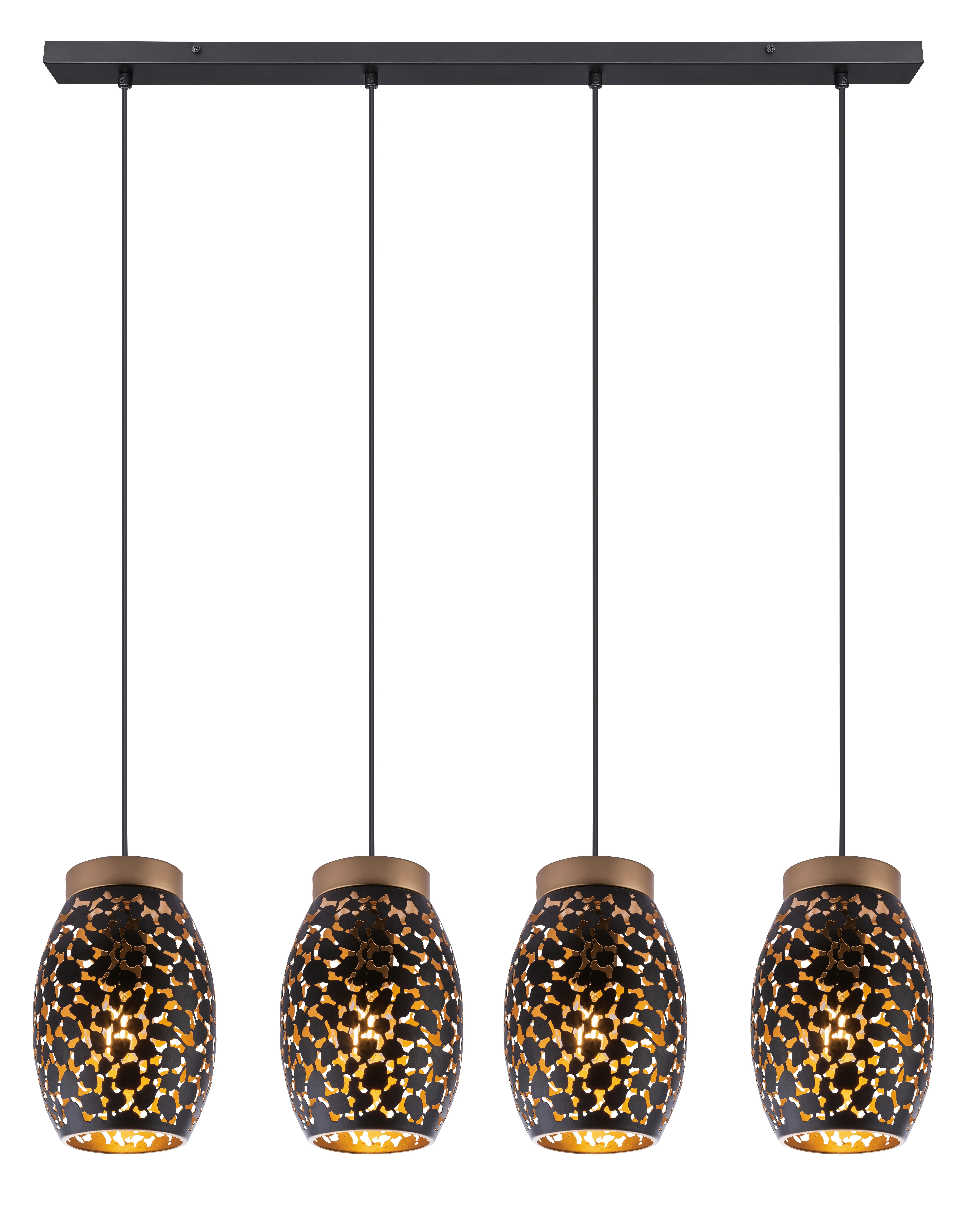 Hängeleuchte Narri L: 90 Cm 4-Flammig - Goldfarben/Schwarz, Basics, Metall (90/15/120cm) - Globo