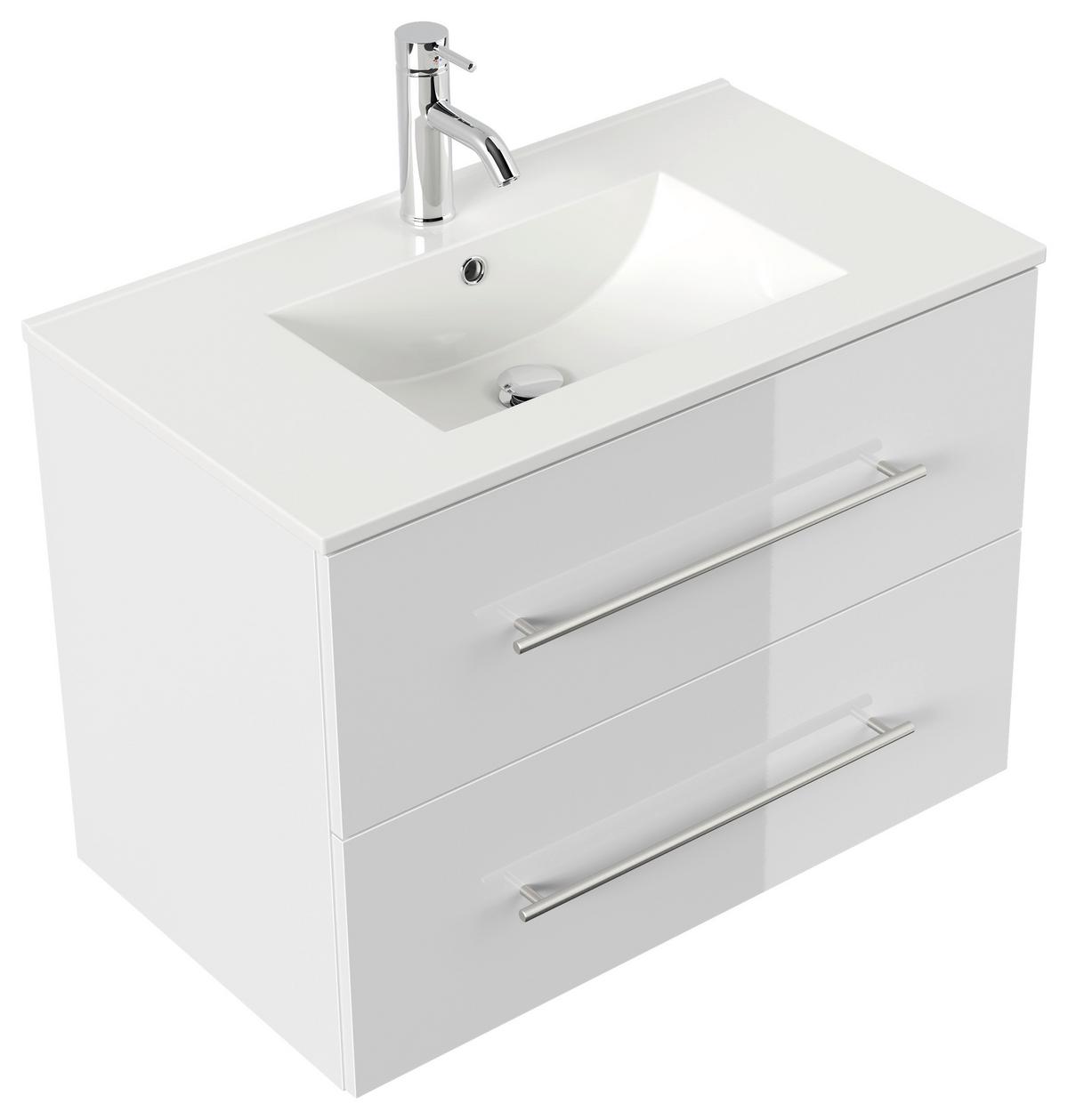 WASCHTISCHKOMBI Homeline, Weiß HG B: 81 cm - Weiß Hochglanz/Weiß, Basics, Keramik/Holzwerkstoff (81cm) - MID.YOU