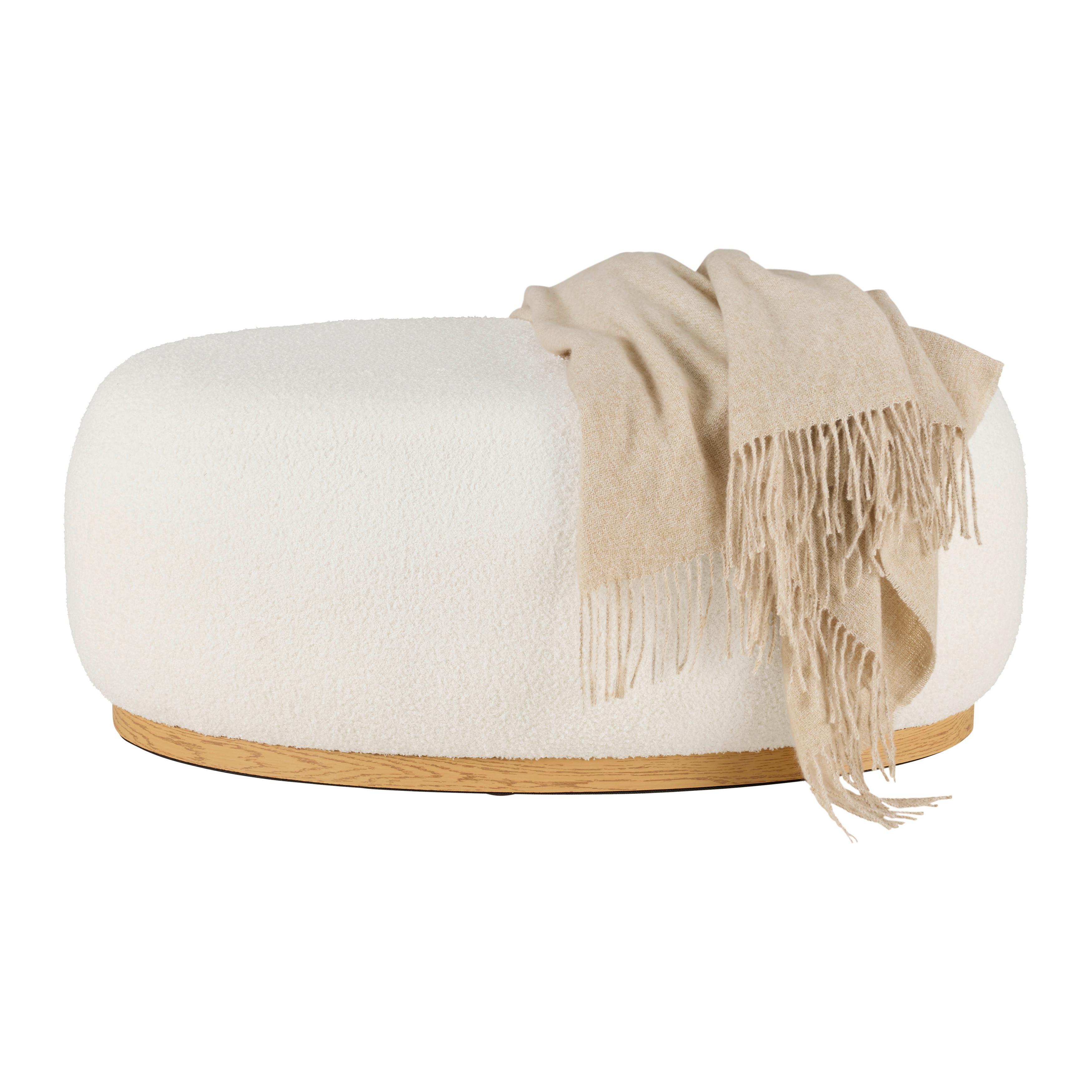 Taburet DARBY, bílá látka TEDDY, max. 120 kg - bílá, Lifestyle, dřevo/textil (88/35/54cm) - Mömax