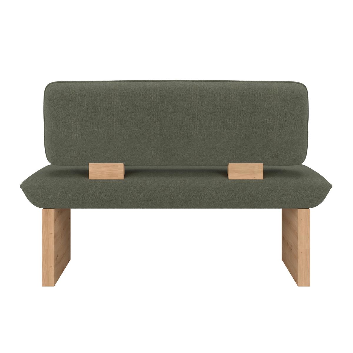 Sitzbank Beluna II Webstoff grün, B: 140cm - Eichefarben/Schwarz, KONVENTIONELL, Holzwerkstoff/Textil (140/87/67cm) - James Wood